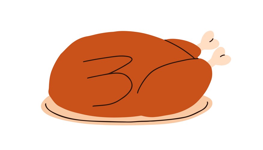 Roasted Whole Turkey on Plate Vector Image