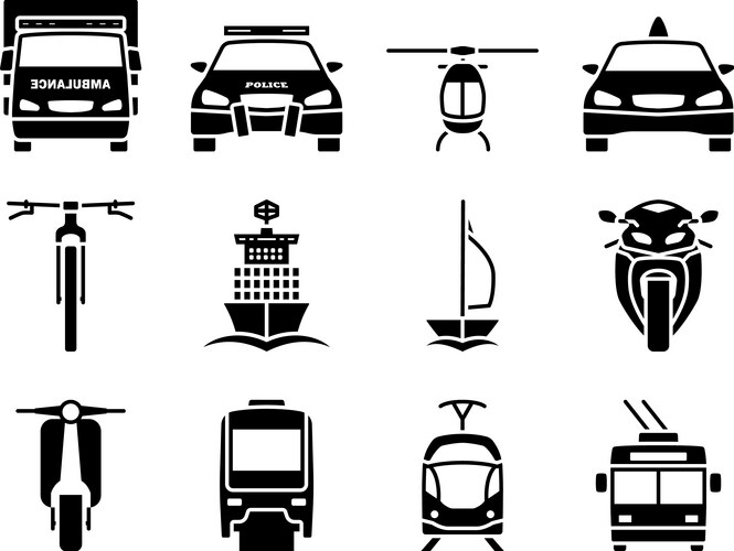 Transportation icons set Royalty Free Vector Image