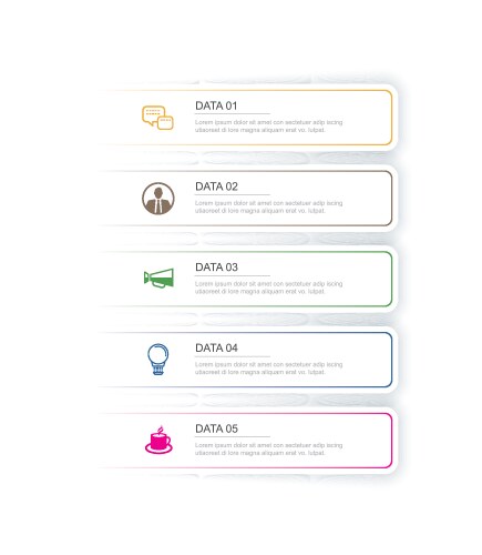 5 data infographics tab paper index template vector