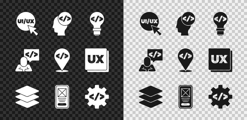 set ui or ux design front end development layers vector