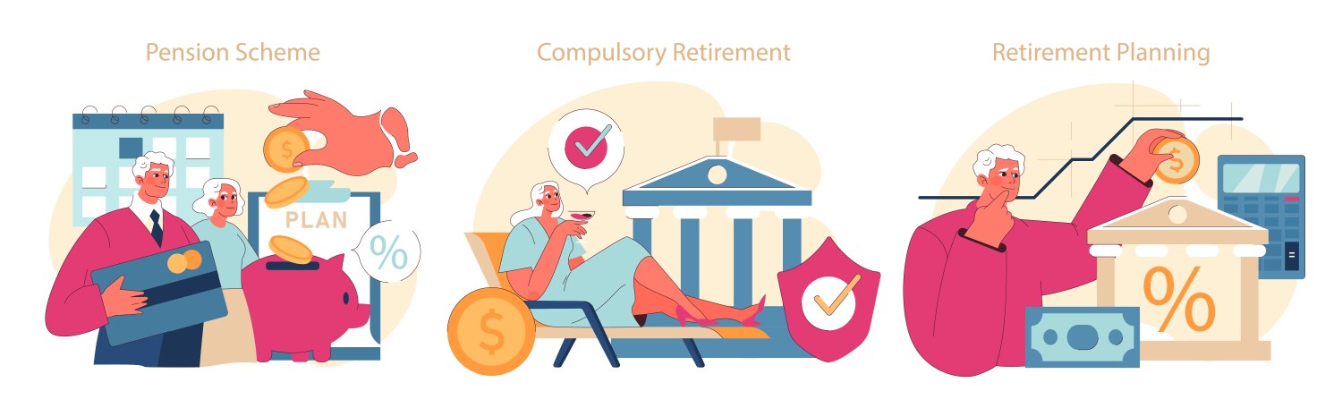 Retirement plans set Royalty Free Vector Image