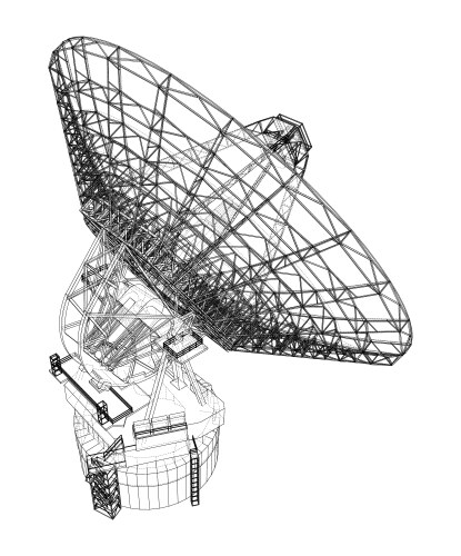 Radio telescope concept outline vector image