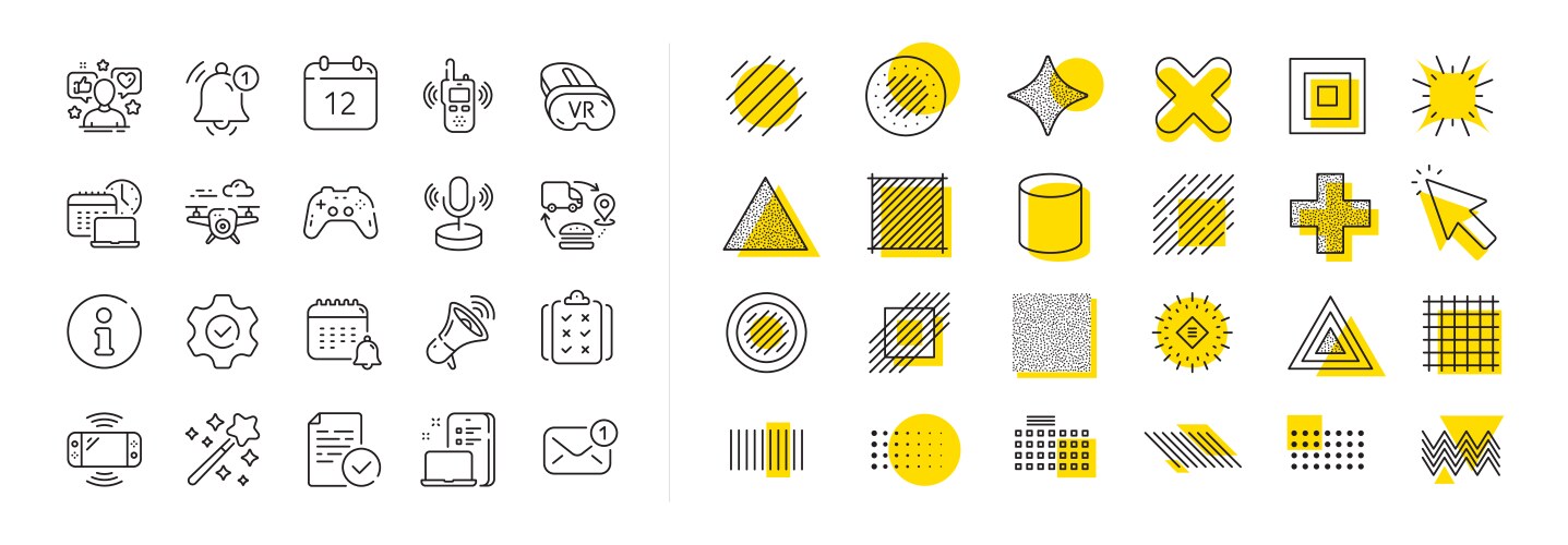 Tech line icons game console joystick gamepad vector image