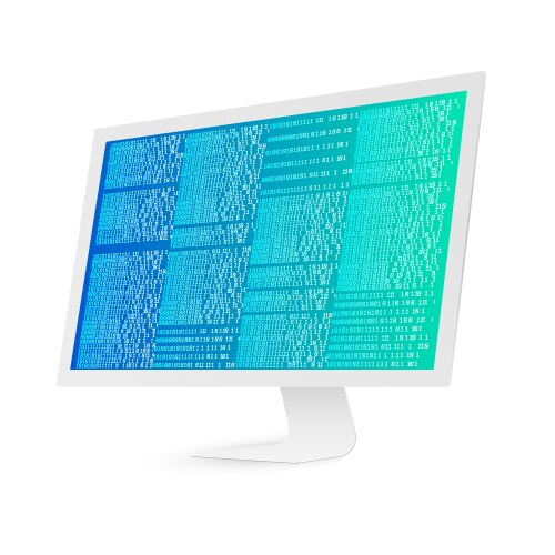 White computer screen with binary code vector image