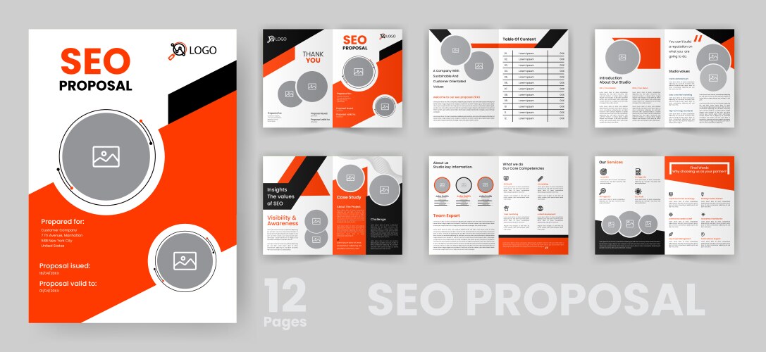 Seo project proposal brochure template Royalty Free Vector