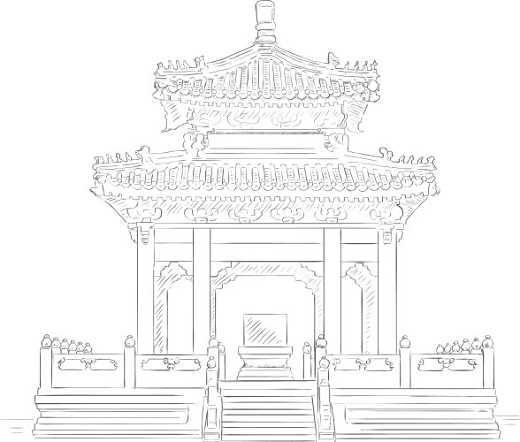 Thailand China Friendship Pavilion Vector Image