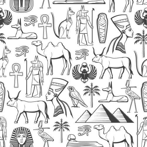 Egypt ancient culture symbols seamless pattern Vector Image