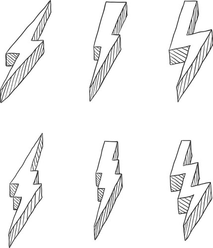 Hand Drawn Thunderbolts - Sketch Set Vector Image