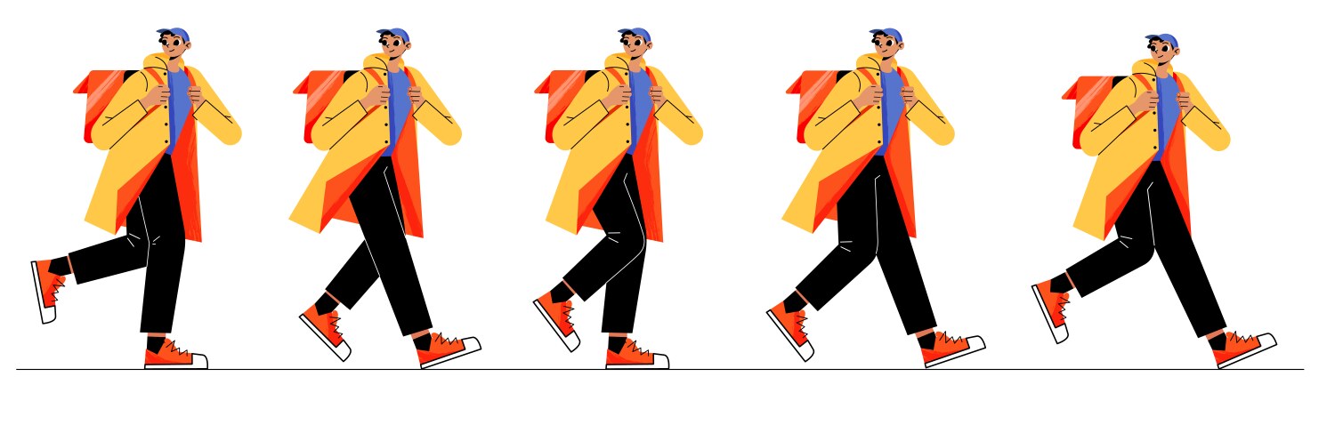 Courier character walk cycle sequence vector image