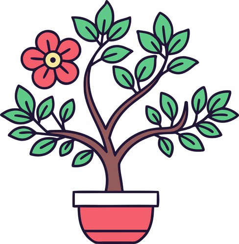 Stylized Red Flower in Pot Vector Image