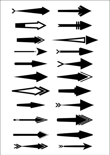 Black bow arrow icons set Royalty Free Vector Image