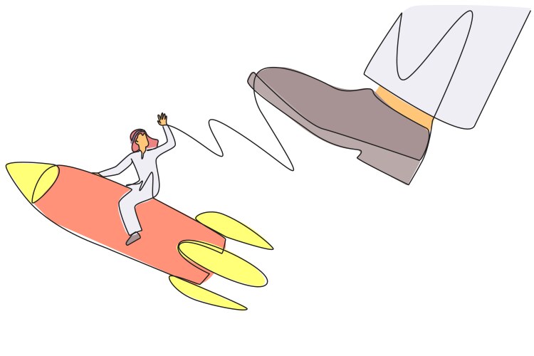 Single one line drawing businessman riding Vector Image