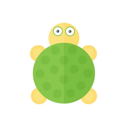 cute turtle with round green shell funny animal vector