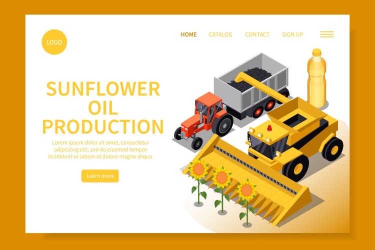 sunflower oil production website vector image