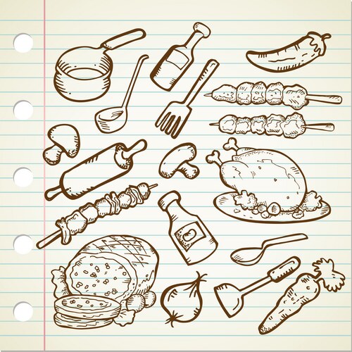 Food & Kitchenware Sketch Vector Image