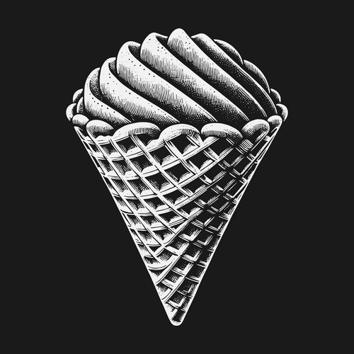 Monochrome Ice Cream Cone Vector Image