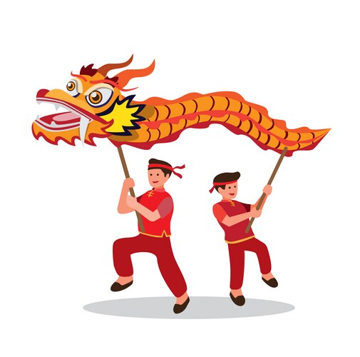 Dragon dance chinese traditional performer Vector Image