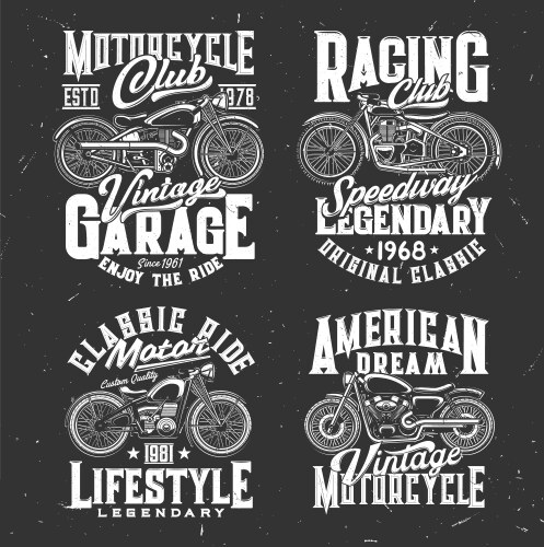 Vintage Motorcycle Print - Club Style Vector Image