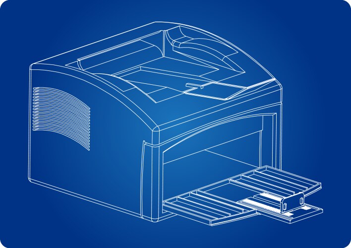 3d model of printer on a blue vector image