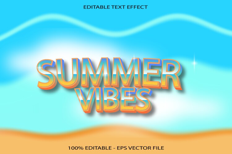 Summer vibes editable text effect 3d gradient vector image