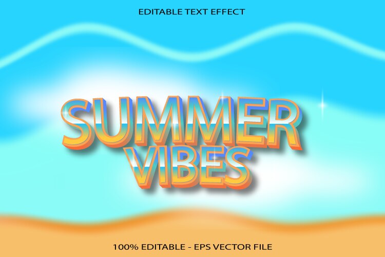 summer vibes editable text effect 3d gradient vector