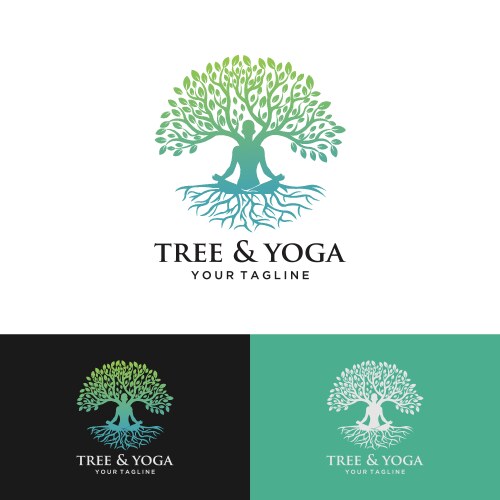 Tree house green negative space logo Royalty Free Vector
