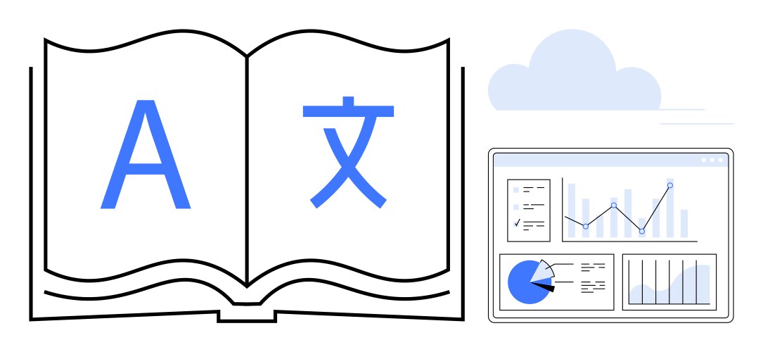 Translation and data visualization concepts vector image