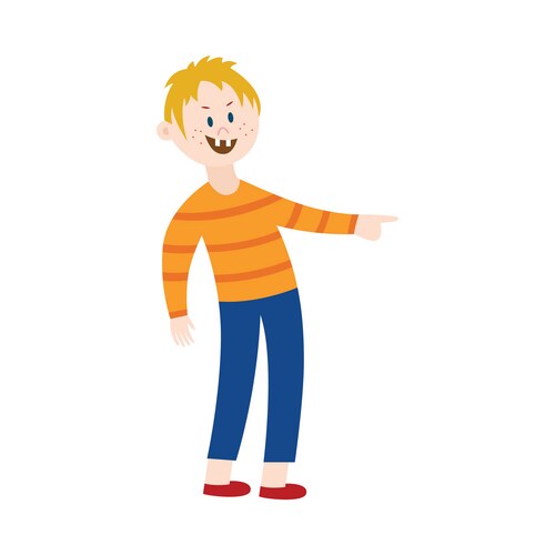 Boy bully pointing a finger and laughing Vector Image