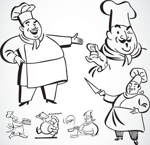 Retro Chef Cartoon Ornament Vector Image