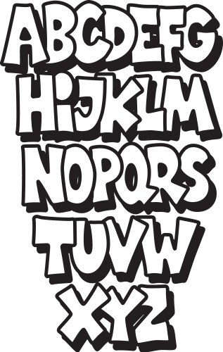 Cartoon comic graffiti font alphabet vector image