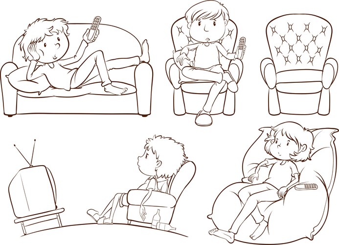 Plain sketches of the lazy people Vector Image