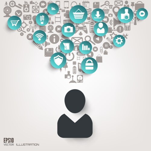 Flat abstract background with web icons interface vector image