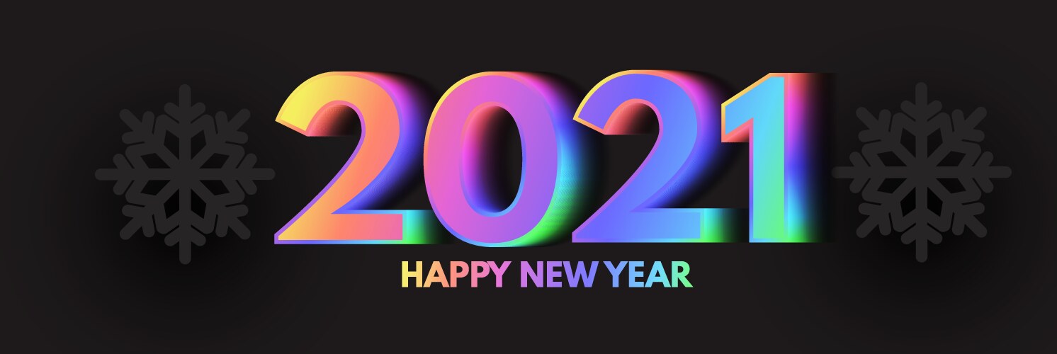 happy new 2021 year elegant design with neon vector image