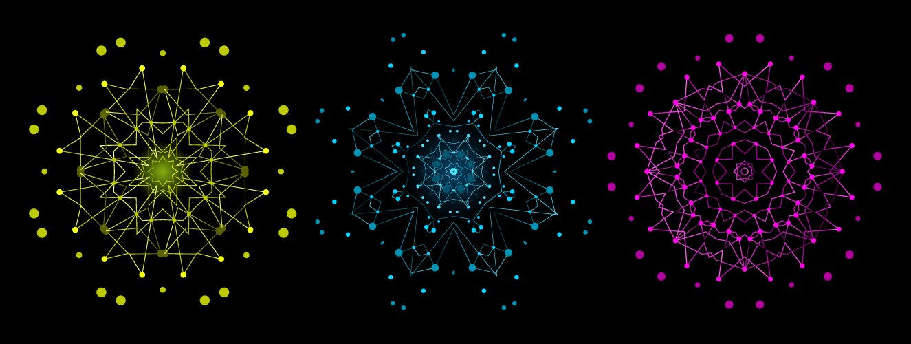 Set of colorful bright lattice shape molecular vector image