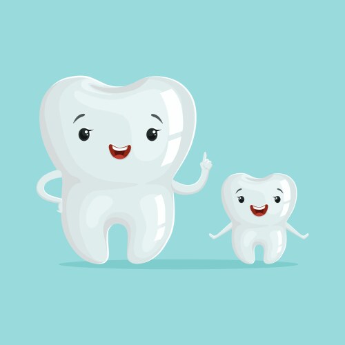 Cute Cartoon Teeth Characters Vector Image