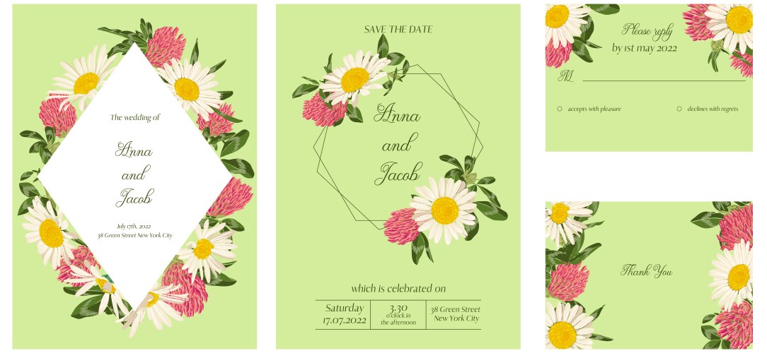 Floral design for wedding invitation Vector Image