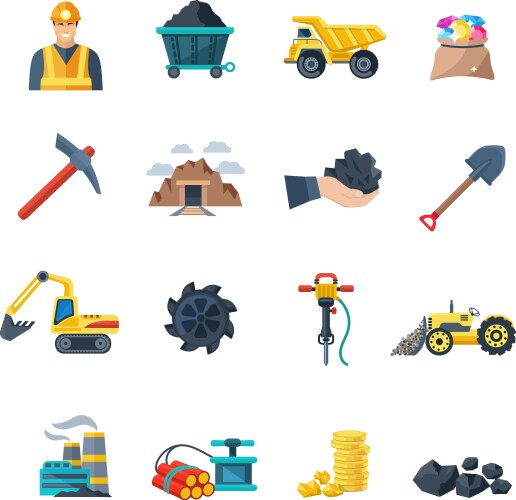 Mining industry flat composition Royalty Free Vector Image