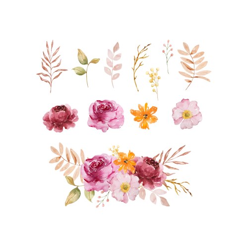 Autumn Watercolor Floral Bouquet Vector Image