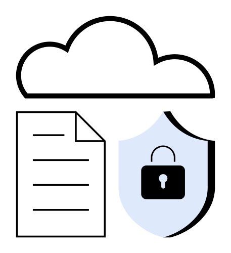 Cloud computing with data protection and document vector image