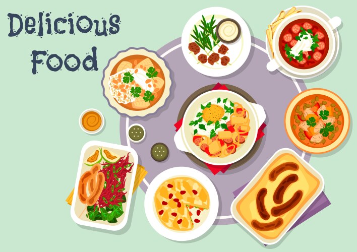 snack dishes for lunch menu icon design vector image