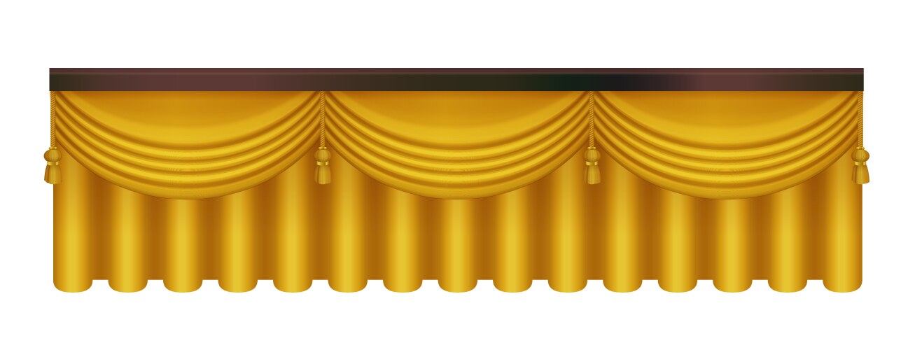 Golden classic curtains with 3d drapery and black vector image