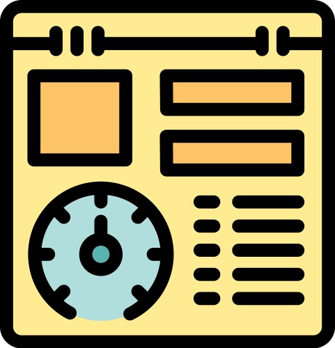 Project management app interface with clock vector image