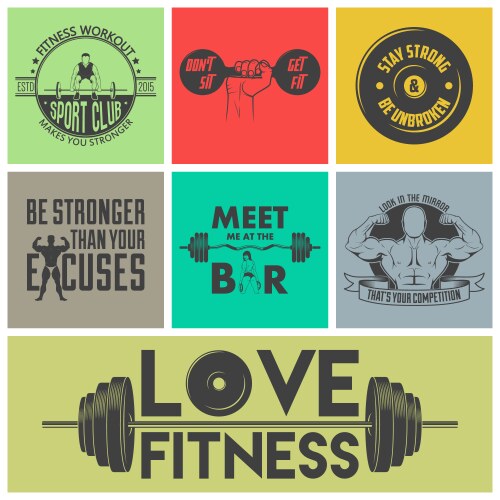 Fitness icons set Vector Image