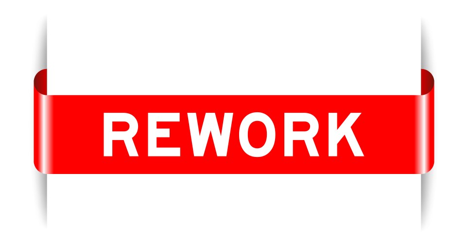 Grunge red rework word with star icon round Vector Image