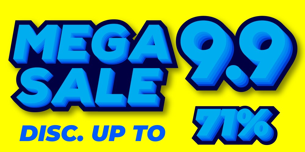 71 percent mega sale 99 celebration discount 3d vector image