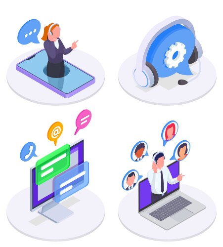 Call center concept set Royalty Free Vector Image