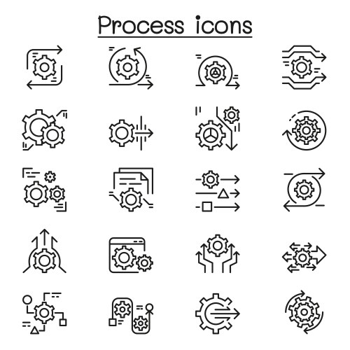 process icon set in thin line style vector image