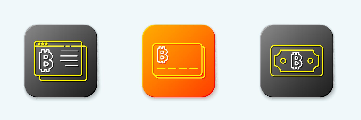 Set line bitcoin in browser credit card vector image