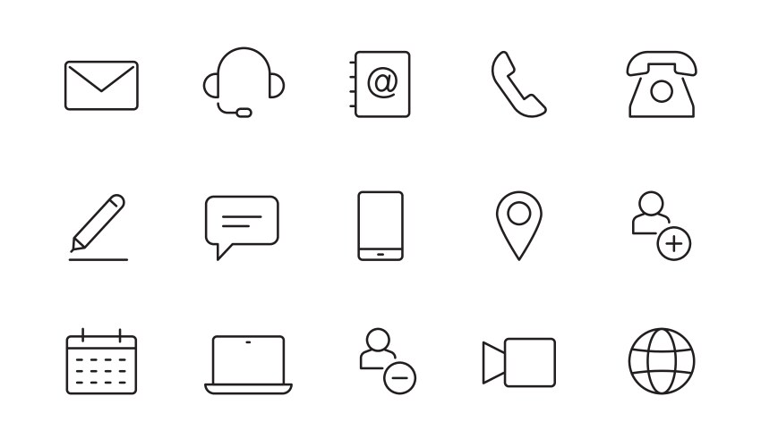 contact address line icon set mail telephone vector