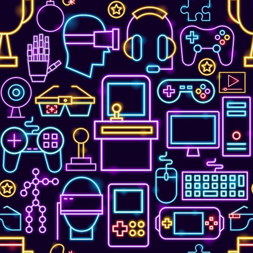 Retro game neon label Royalty Free Vector Image